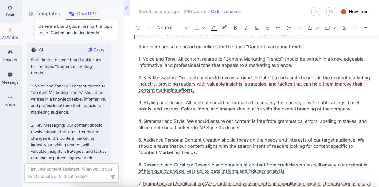 Using ChatGPT to generate topic-specific brand guidelines