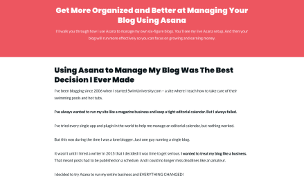 affiliate marketing landing page examples - Asana for Bloggers