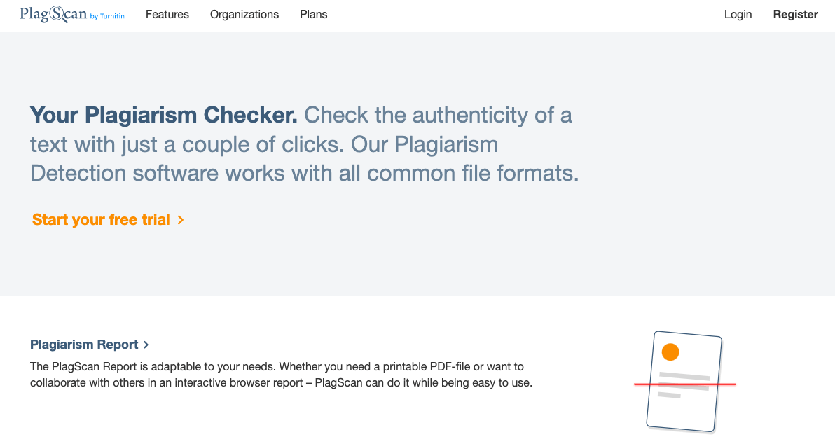 best plagiarism checker tool: PlagScan