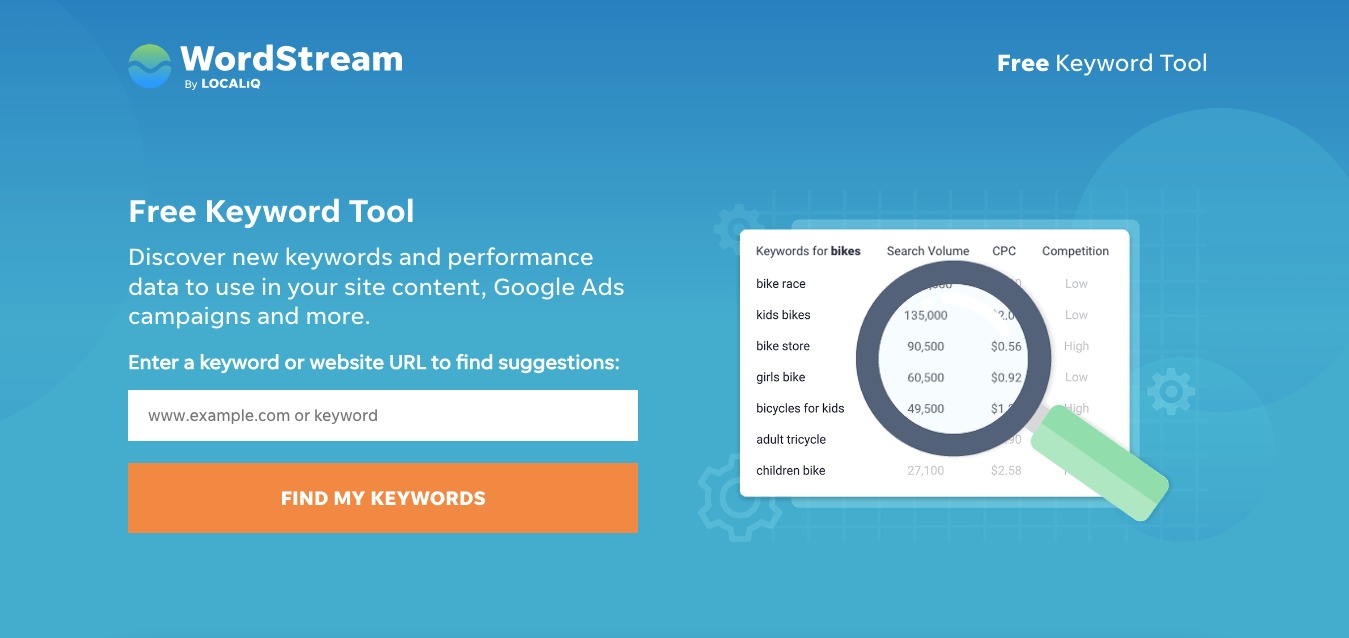 Free keyword research tools: Wordstream Free Keyword tool