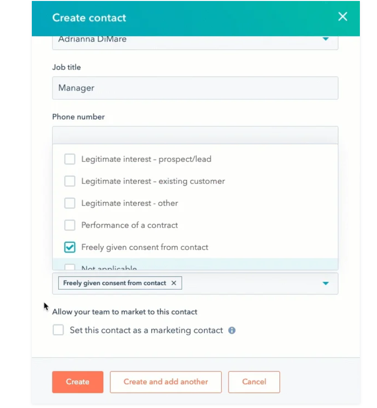 Contact creation in HubSpot