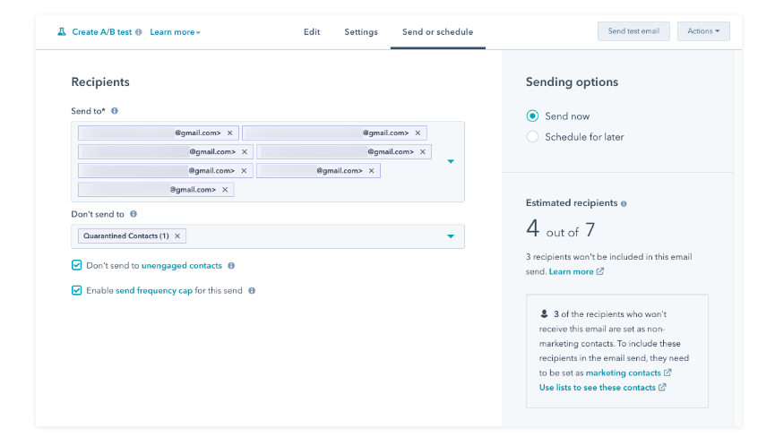 Email scheduling in HubSpot