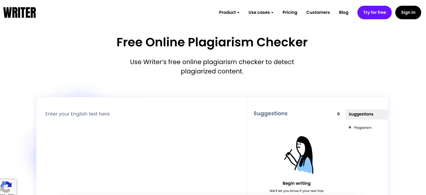 best plagiarism checker tool: Writer