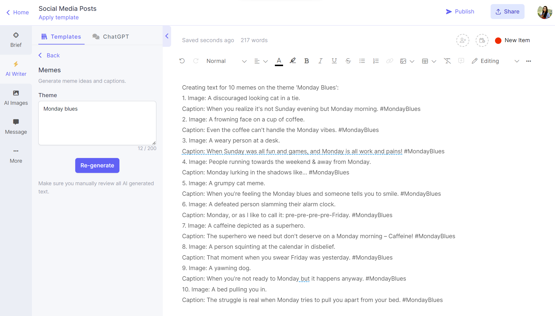single product description generation
