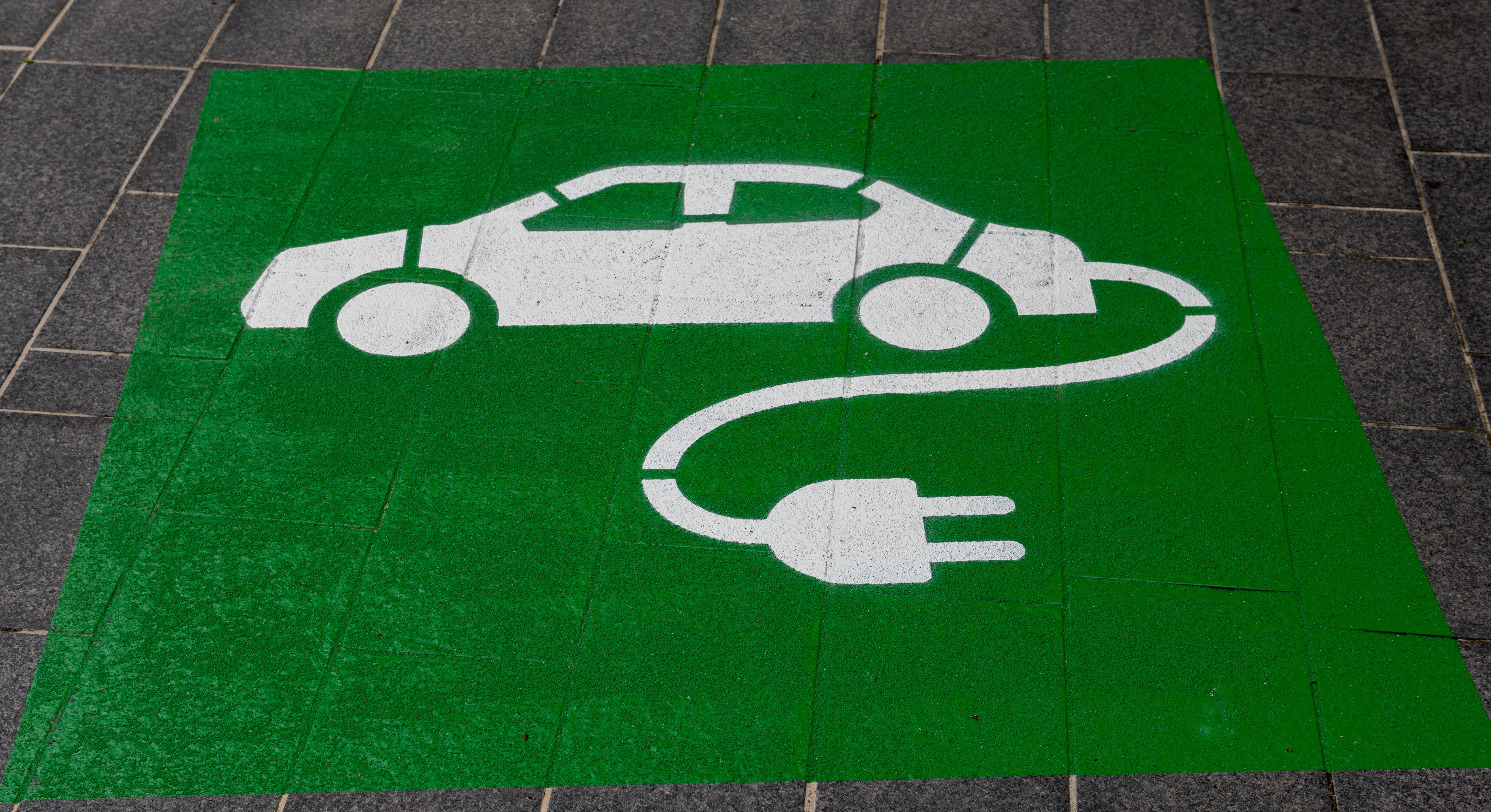 Electric car symbol on floor